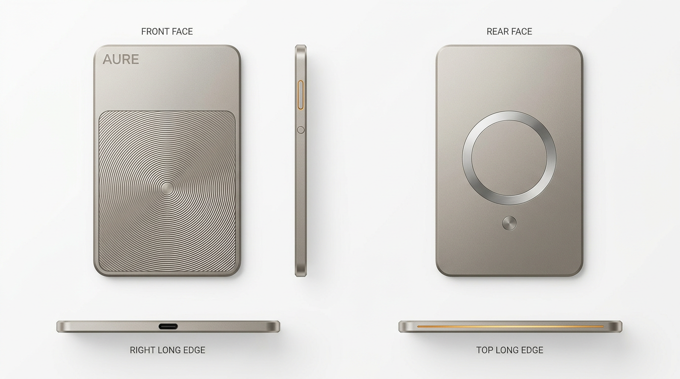 Aure technical reference — face, rear, edges